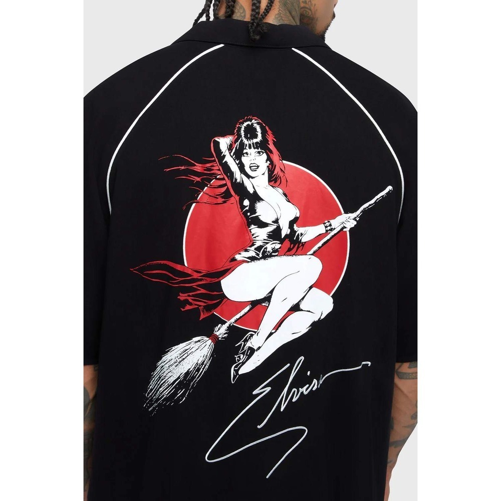 Killstar x Elvira Moonstruck bowling shirt mens button up